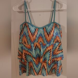 VENUS Colorful Zigzag Tankini Bikini Swim Top  Geometric Womens Size 12
